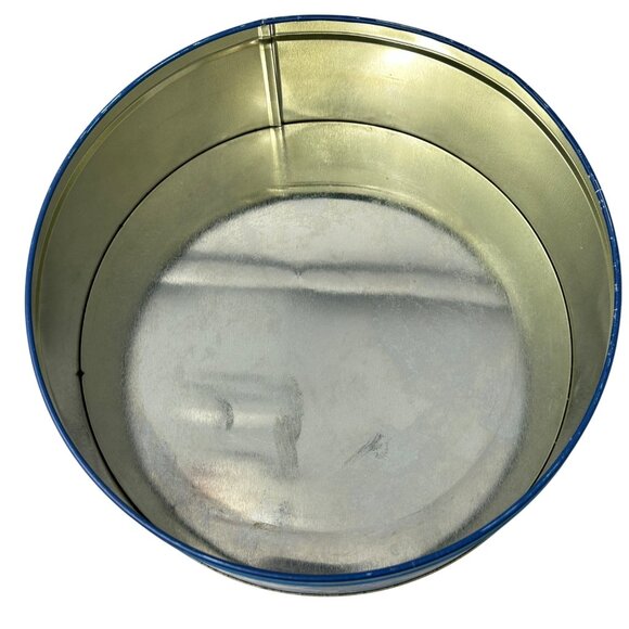 Winter Goose Cookie Tins Round Blue Holiday Geese On Ice Set of 2 Nesting - Picture 4 of 13